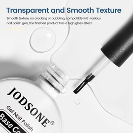 JODSONE 10ml Base Coat Gel Nail Polish Glossy Durable Gel Soak Off Clear No Wipe Nail Salon and DIY Home Need U V Lamp Curing