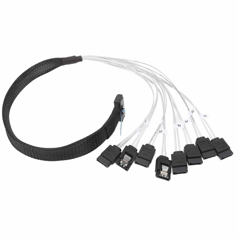 MCIO 8i to 8xSATA3.0 Cable 19.7 Inch Silver Plated OFC