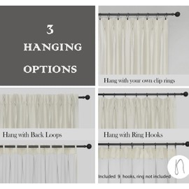 Ivory Full Blackout Pinch Pleat Curtain Panel 84 Inches Long with Backtab for Bedroom Living Room Window Treatment Thermal Insulated Drapes with 9 Hooks (Ring not Include), 40"x84",2 Panels