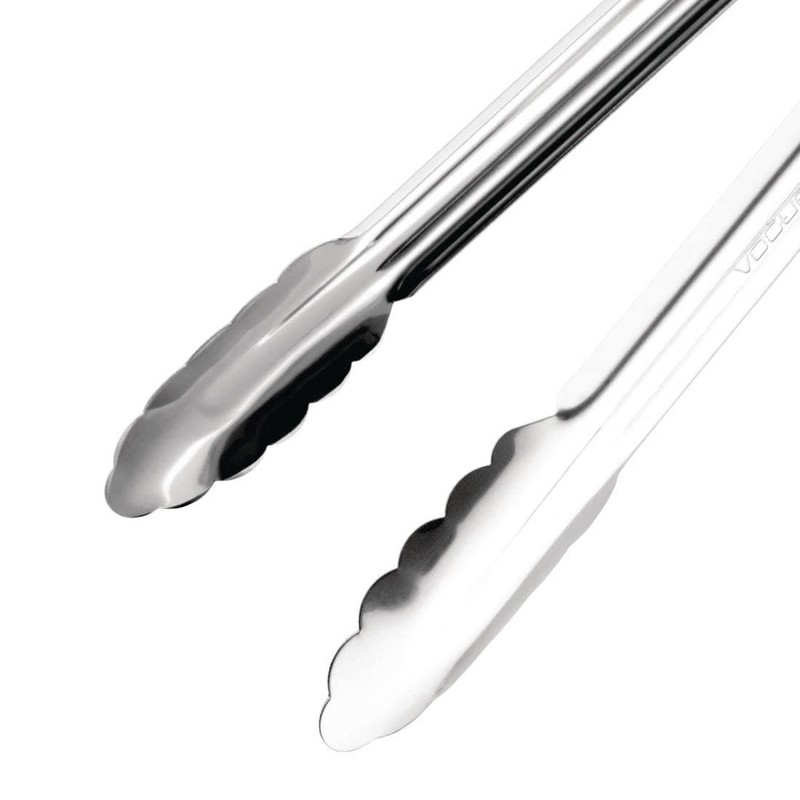 Hygiplas Pro-Grade Kitchen Serving Tongs 300mm, Black Colour Coded -