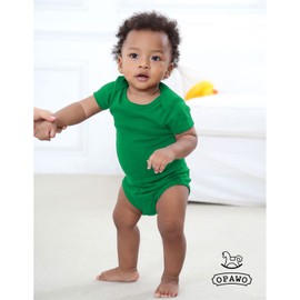 OPAWO Unisex Baby Bodysuit Newborn Infant 100% Cotton Short Sleeve Romper Toddler Solid Color Onesie for Boys Girls 0-24 Months(Green,0-3Months)