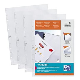 Elba ManageMe 74431 Document Sleeves A4 Polypropylene, 0.08 mm with Vario Zipp, Pack of 10, Clear Transparent Plastic Sleeves A4 manageMe! glasklar, transpartent