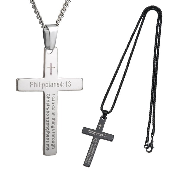 2PCS Cross Necklace, Cross Necklace Men, Stylish Cross Chain, Sturdy