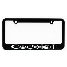 License Plate Frame, Coexist Black Plate Holder, Tag Cover, Car Frame, Auto Accessories, Cool Decoration, for USA & Canada License Plate