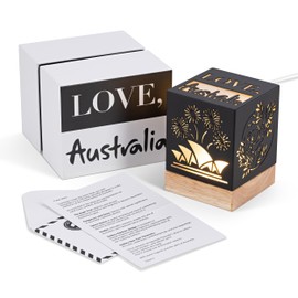GLEESMITH: Australian Souvenir - Compact USB Powered Desk lamp with Australia's Landmarks and Icons, Souvenir Letter in an Envelope, and Gift Box