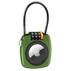 Upgraded Version AirTag Holder Combination Lock,Alloy Body Cable Padlock with AirTag Case,Anti Lost Luggage Locks with AirTag Holder,Resettable Code AirTag Lock for Bags Gym Locker(Green)