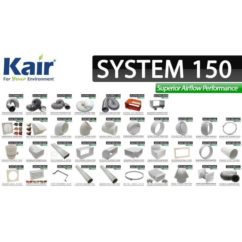 Kair Rectangular Straight Connector 180mm x 90mm Flat Pipe Joint