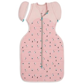 Love to Dream Swaddle Up Transition Bag 2.5 Tog Quilted Organic Cotton & Merino Sleeping Bag - Lamb's Best Friend (Rose), Medium (6-8.5kg)