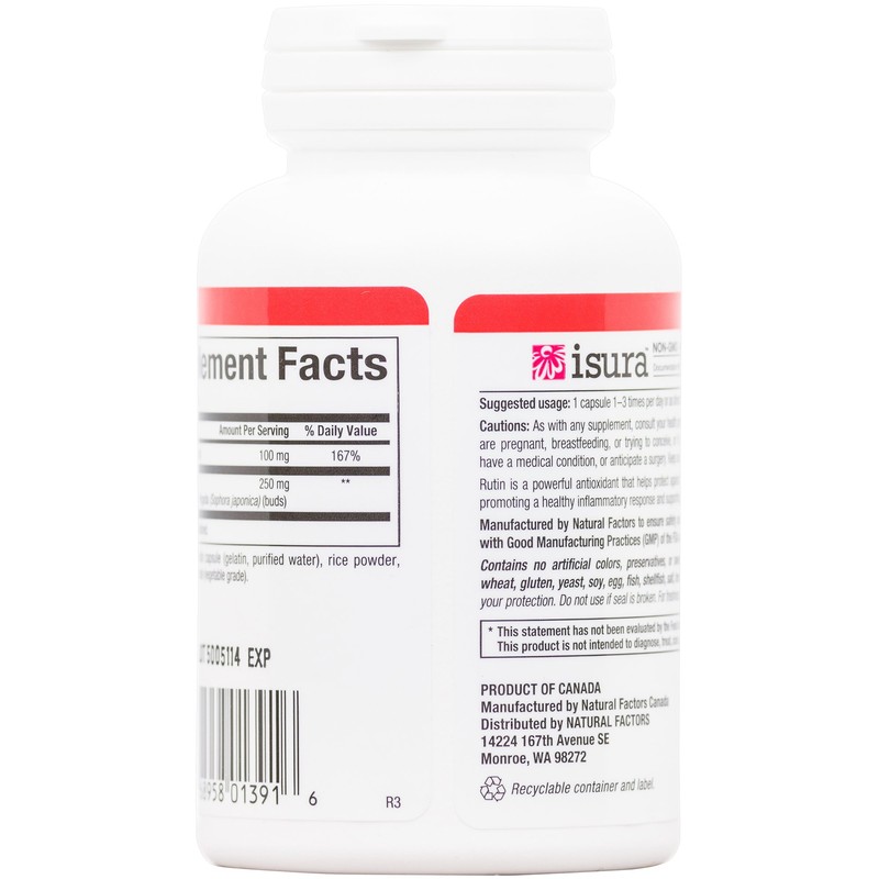 Natural Factors - Rutin 250mg, A Citrus Bioflavinoid, 90 Capsules