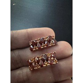Unbranded 585 14K RG Rose Gold Stamped Cognac Orange Allure Stud Earrings