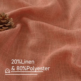 LAMIT Semi Sheer Linen Curtains for Living Room, Back Tab and Rod Pocket Terracotta Curtains Light Filtering Country Rustic Neutral Drapes for Bedroom/Farmhouse, 2 Panels, 52 x 102 Inch