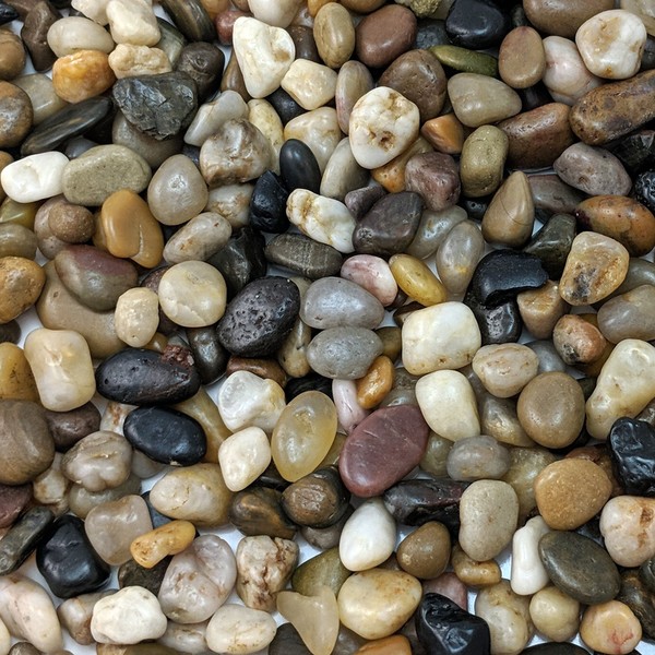 Natural Decorative Polished Mixed Pebbles 3/8" Gravel Size - (2-lb