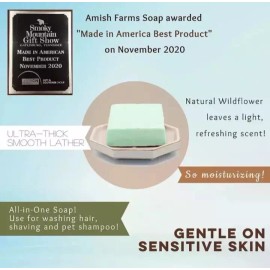 Amish Farm Bar Soap Pack Of 5 Huge Bars 7oz Ea.  Made In USA Wildflower Scented