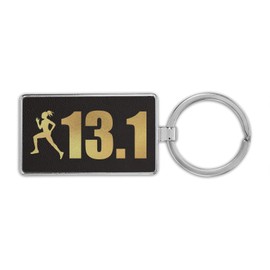 RDW Womens Half Marathon 26.2 Premium Leatherette Keychain woman girl cross country runner running - Black/Gold