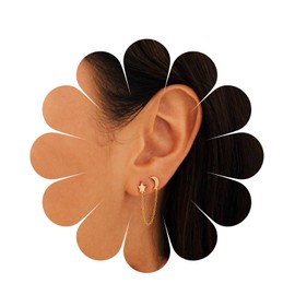 Allereya Vintage Crystal Half Moon Earrings Rhinestone Star Earrings Sparkling CZ Star Moon Earring Gold Chain Earrings Drop Earrings Jewellery for Women and Girls, Zinc, No Gemstone