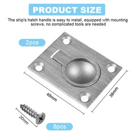 SPEACOUR Hatch Handle Flat Door Handle Inlet Handle Invisible Handles 48 x 38 mm Lifting Handle Floor Lifter Embedded Pull Ring Handle Stainless Steel Hatch Handle with 8 M5 x 20 Screws for Lifting