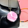 Furry Tennis Ball Keychain - Pink