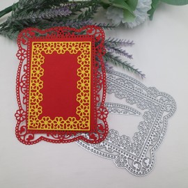 Cutting Dies for Card Making，Cutting Dies Cut Stencils for DIY Scrapbooking Photo Album Decorative Embossing Paper Dies for Card Making Templated+Cute Brooch Pin (Rectangular Flower Frame)