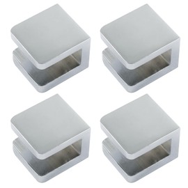 Waziaqoc 4PCS Silver Shower Glass Clamp, Glass Shelf Brackets Glass Holder Bracket Clip for Bathrooms and Showers