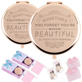 Regalos de cumpleaños para mujeres, espejo de maquillaje compacto, regalos para mujeres, festivales, día de San Valentín, Navidad, día de la madre, fiesta de graduación, regalo para mamá, esposa, hermana, hija, amiga, compañera de clase... (2-oro rosa)