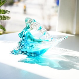 QFkris Blown Glass Conch Figurines, Sea Glass Art Decor, Conch Shell Decorative Statues, Seashell Sculpture for Dining Tables, Entryways, Coffee Tables, Living Rooms, Kitchens, Shelf Fillers