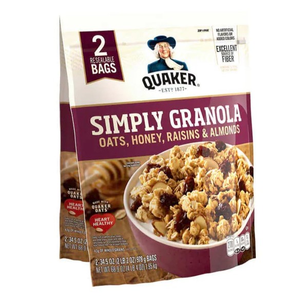 Quaker Simply Granola Oats, Honey, Raisins and Almonds, (2 pk./34.5
