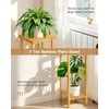 Ufine Bamboo 2-Tier Square Plant Stand, 30 Inch Tall Plant