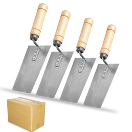 BAIFULAI Plastering Tool Set, Plastering Trowel, Trapezoidal Stainless Steel, Rustproof Plaster Spatula, 125 mm, 140 mm, 150 mm, 160 mm, Wooden Handle, Plastering Trowel, Non-Slip and Durable Drywall