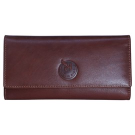 Women's Very Spacious Tri-fold Long Leather Wallet/Clutch (Maroon)