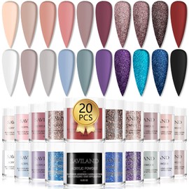 SAVILAND Acrylic Nail Kit with Drill: 20 Colors Acrylic Nail Powder Kit Nude Gray Glitter Professional Polymer Powder for Nails Extension No Need Nail Lamp