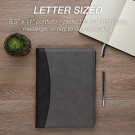 Samsill Two-Tone Padfolio, Resume Portfolio, Business Portfolio, with 8.5 x 11 Writing Pad, Gray & Black