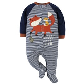 Gerber Paquete de 2 Pijamas Sleep 'N Play para bebés, Azul Zorro, Recién Nacido