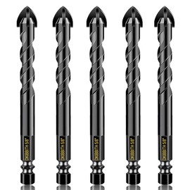5 Pcs 5/8" Masonry Concrete Drill Bit Set for Tile Brick Glass Plastic Wood, Cross Tungsten Carbide Tip, Hex Shank, Work with Ceramic Porcelain Tile Wall Mirror Paver,5/8 Inch Drill Bits, 16mm