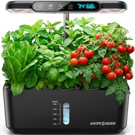 Ahopegarden Hydroponics Growing System Herb Garden: 10 Pods Indoor Garden Kit with LED Grow Light and Smart Temp & Humidity Display - Plant Germination Kit for Home Kitchen