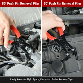 TOOLEAGUE 3Pcs Body Clip Pliers Set, 30 Degree and 80 Degree Push Pin Pliers,Panel Removal Plier, Automobile Upholstery Trim Clip Removal Tool