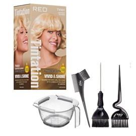 Red by Kiss Tintation Vivid & Shine Permanent Hair Dye + Hair Coloring Kit with Mixing Bowl & Brush Set Bundle, Ammonia-Free, High-Lift Formula with Argan Oil & Vitamin E (Lightest Blonde)