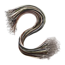 MECCANIXITY 100pcs 20 Inch Waxed Necklace Cord, 1.5mm Bulk Necklace String with Extension Chain Waxed Leather Cord Rope for Jewelry Making DIY Bracelet Pendant,5 Colors