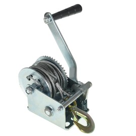 GENRICS Heavy Duty Hand Winch 800LBS Hand Crank Strap Gear with 8M Wire Rope Ratchet ATV Boat Trailer Marine