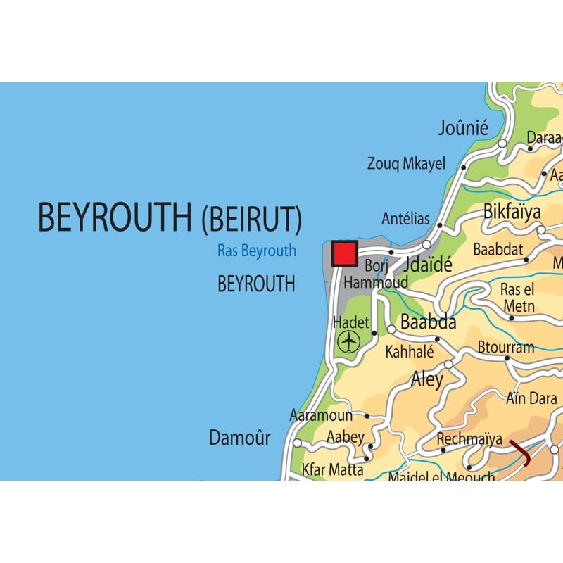 Physical Map of Lebanon - Size A1-59.4 x 84.1cm -