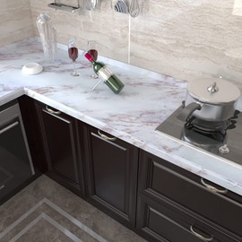 VIOPVERY Marble Contact Paper,23.6"x197"White Matte Marble Wallpaper, Peel and Stick Wall Paper, Waterproof, Easily Removable Self-Adhesive Film Wall Covering for Kitchen Countertop Bathroom