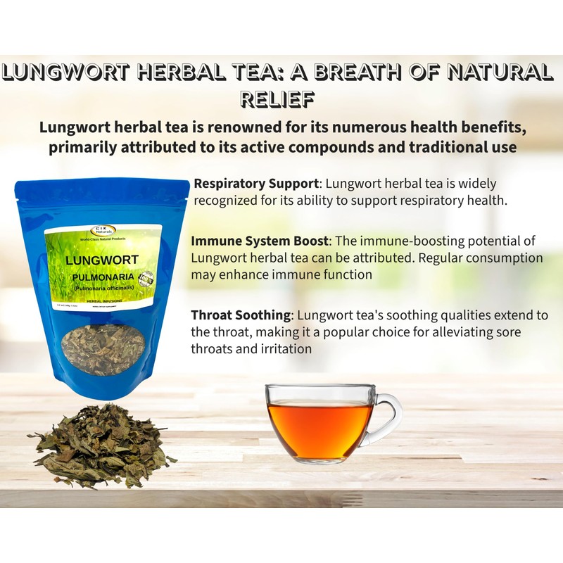 CIK Naturals Lungwort Herb Pulmonaria tea Herbal Infusions (100g) Zip-lock