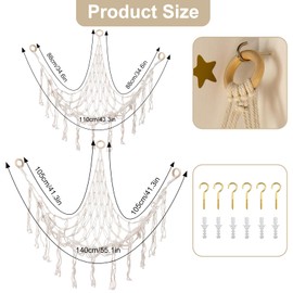 2pcs Teddy Hammock Toy Storage Net, Toy Hammock for Stuffed Animals Cuddly Toys Storage Net, Teddy Bear Storages Hammocks for Soft Toys, Boho Plush Nursery Hanging Organizer for Kids Bedroom Decor