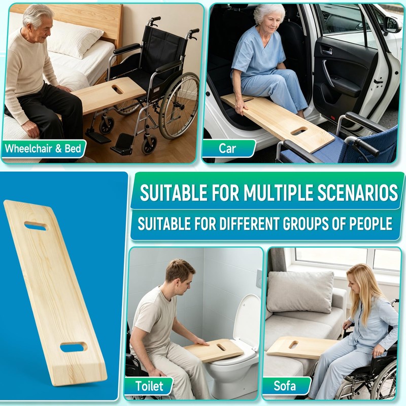 Wooden Transfer Board,28.7"Sliding Board Transfer to Wheelchair Senior