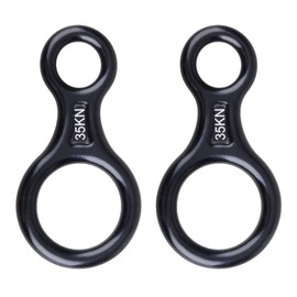 TRIWONDER 35KN Aluminum Climb Figure 8 Descender Rigging Plate Rappel Gear Downhill Equipment Heavy Duty (Black - 2 Pack)