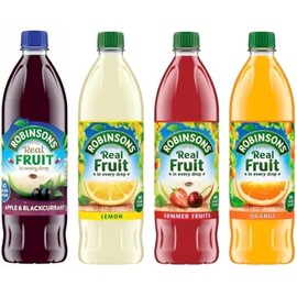 Robinsons Fruit Squash Variety Pack - No Added Sugar Squash - 33.8 Fl Oz (1lt) 4-Count