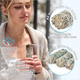 Handcrafted 4 Inch White Sage Sticks - Fresh,  Wand Sage for Cleansing House Negative Energy & Other Smudging Rituals Decor Freshener - Color: 3