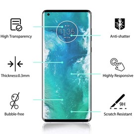 UPONEW for Motorola Moto Edge Plus Tempered Glass Screen Protector - [2 Pack] Tempered Glass Screen Protector Frontier Protective Protector Clear Cover for Motorola Moto Edge Plus 2020 Edge+