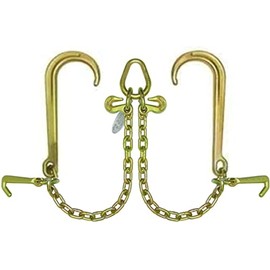 BA Products Secure Tow VCF15JJ-2L, V Chain, G70, 15' Long J Hook & Mini J Hook for Rollback, Flatbed, Car Carrier, Hauler
