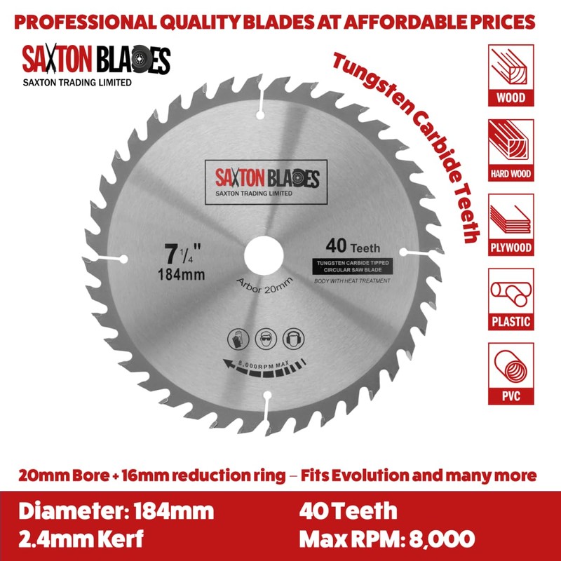 TCT Circular Saw Blades 184mm x 40 & 80T x