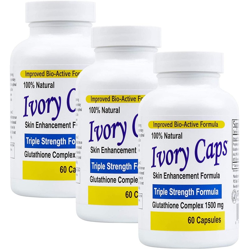 (3 Pack) Ivory Caps **Best Value**- Maximum Potency Glutathione 1500"Skin